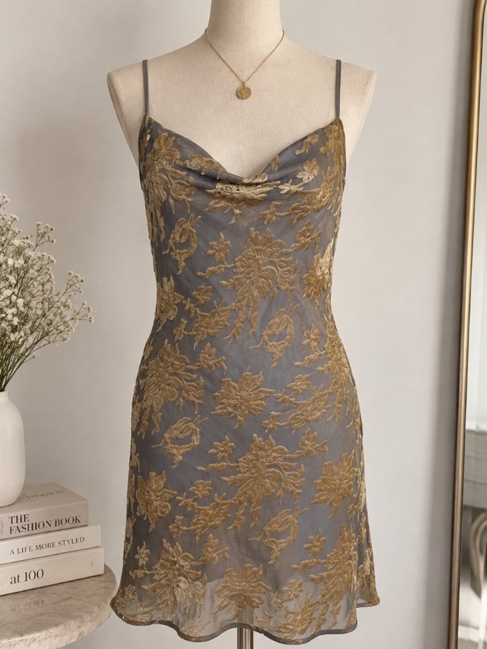 Edit by Nine Y2K Whimsigoth Velvet Burnout Sheer Floral Mini Slip Dress S - Picture 1 of 7